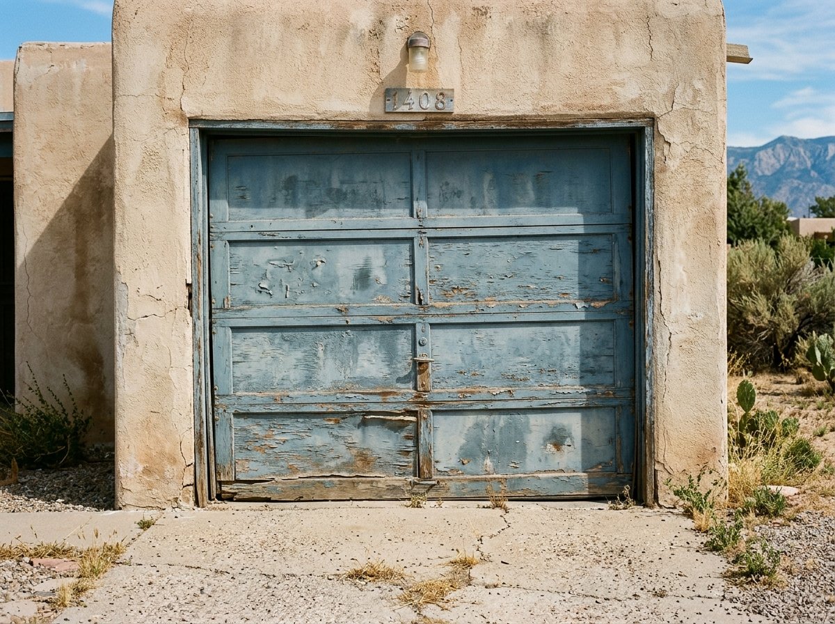 Before: Weathered, dated garage door